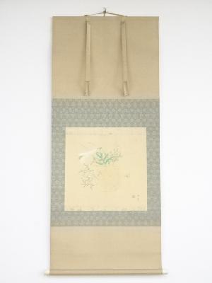 堂本印象筆　花籠図　肉筆絹本掛軸（共箱・二重箱）　□z